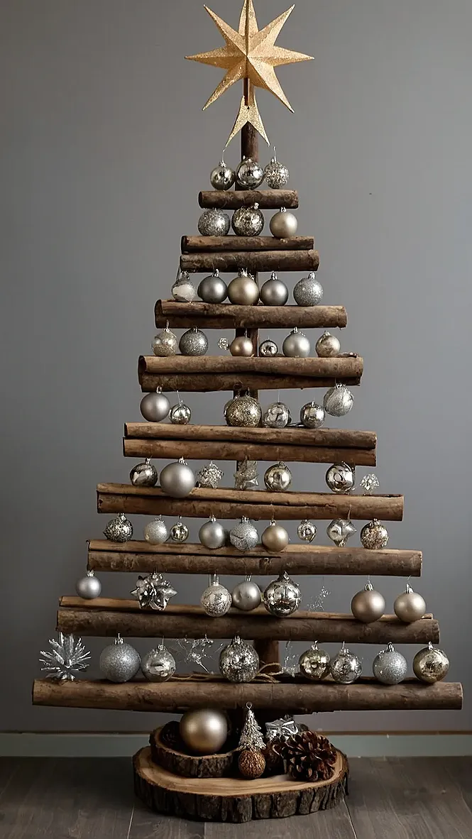 Rustic Log Christmas Tree
