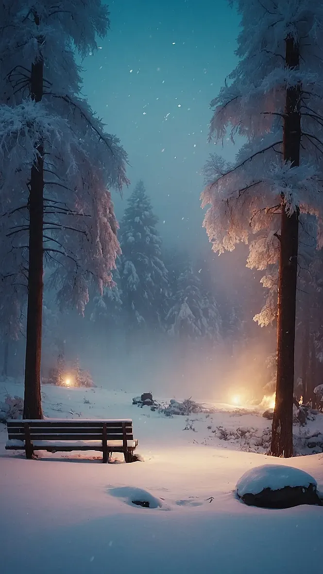 Snowy Serenity: Minimalist Wallpaper: