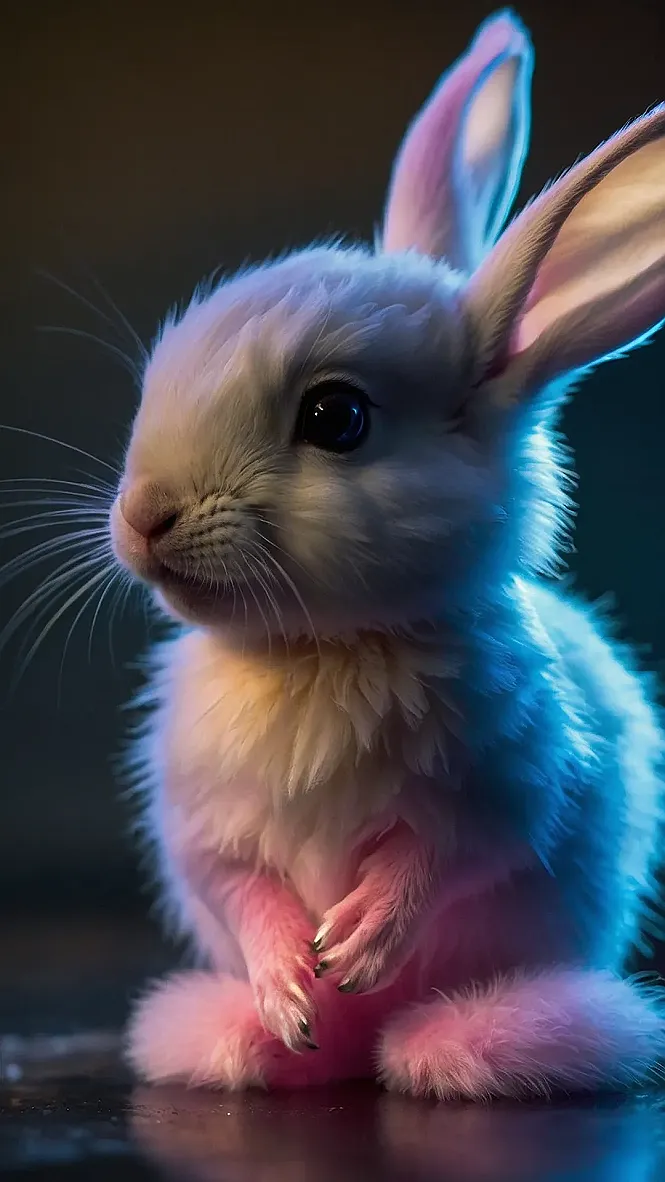 Bunnies in Neon: A Fuzzy Friend