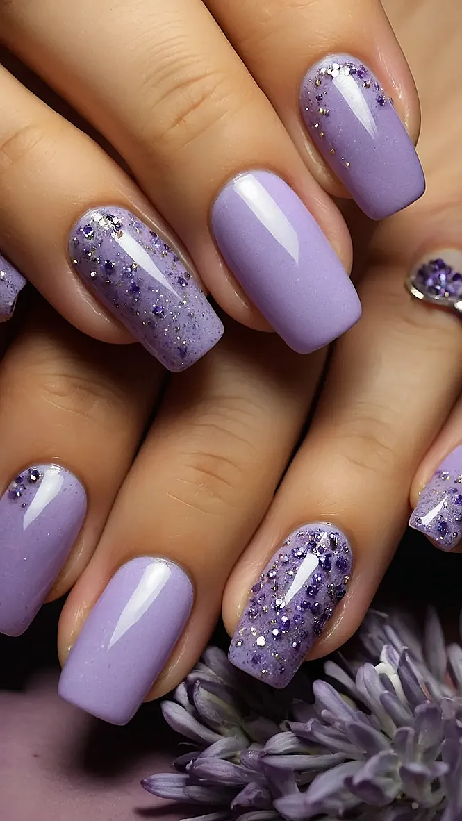 Sparkling Lavender Nails