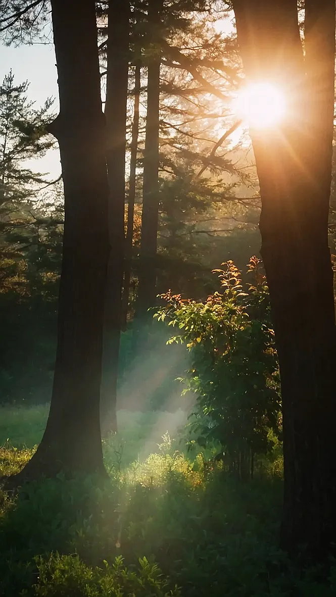 Sunbeams Through the Trees: