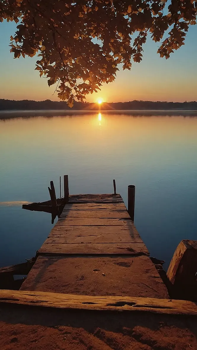 Sunset Stroll on a Rusty Dock: