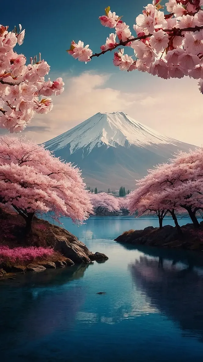 Mount Fuji's Pink Hues