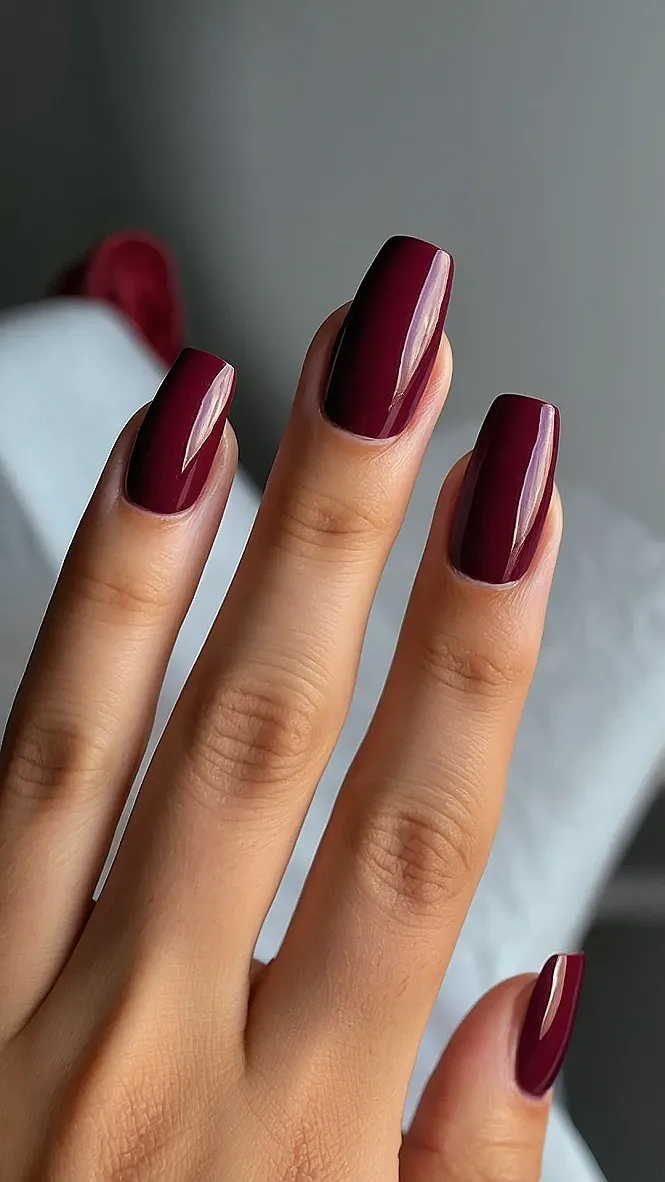 Burgundy Jewel Nails