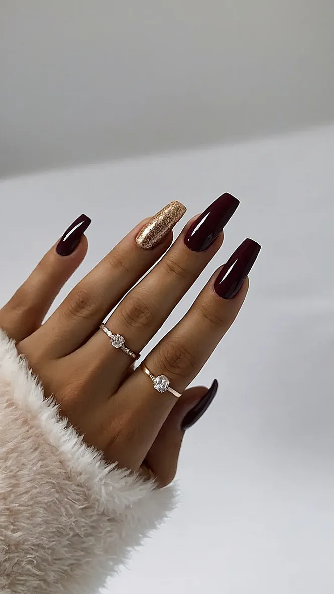 Wine & Gold: Luxe Nail Art