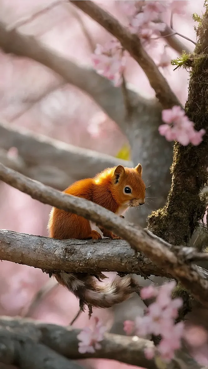 Squirrel in a Pink Paradise