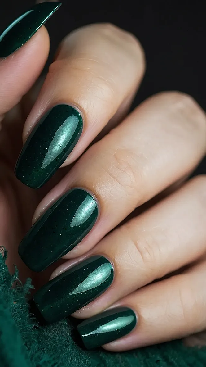 Gold & Green Nails