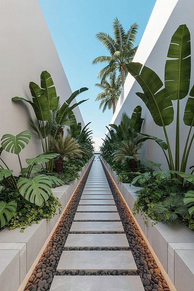 Modern Minimalist Tropical Courtyard Garden Ideas
