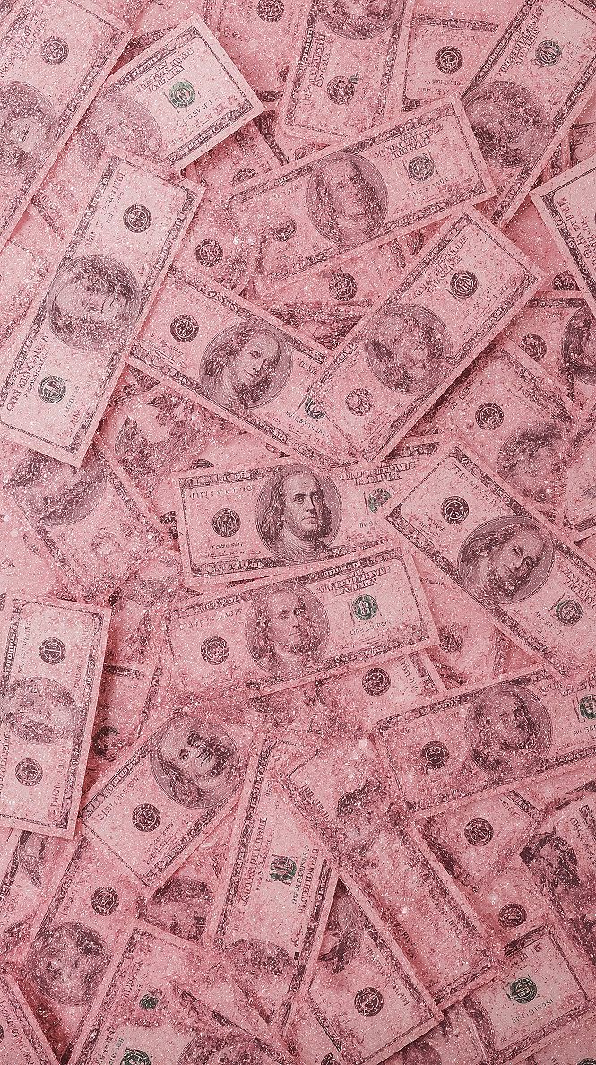 Sparkling Pink Cash: Glamorous Glitter Money Aesthetic Wallpaper