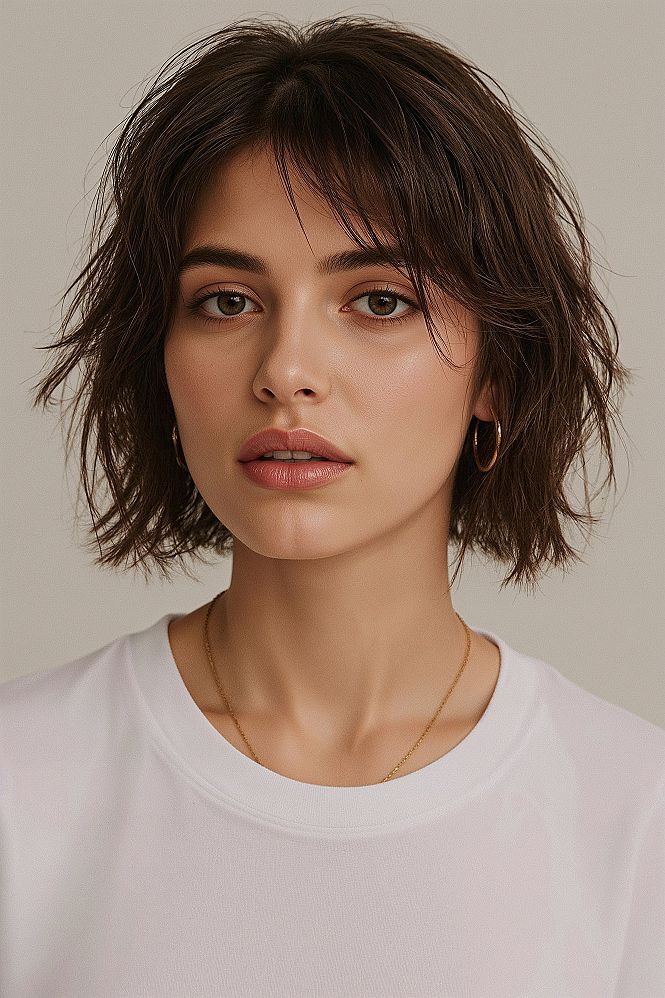 Chic Italian Bob: Soft Layers & Courtin Bangs for Effortless Elegance