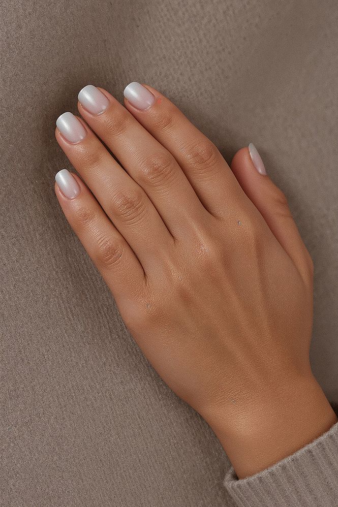 Classy Pearl Nails: Subtle & Elegant Short Rounded Acrylics