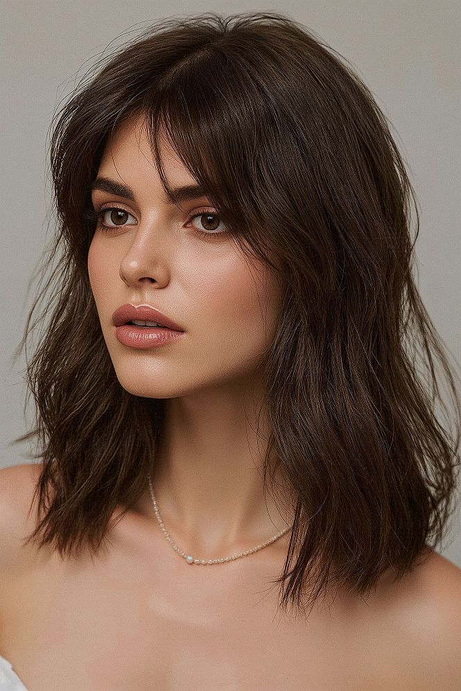 Cool Girl Haircut: Soft Layers & Curtain Bangs for a Chic Look