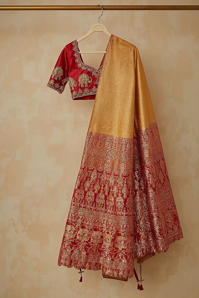 Regal Red & Gold Bridal Saree: South Indian Wedding Inspiration
