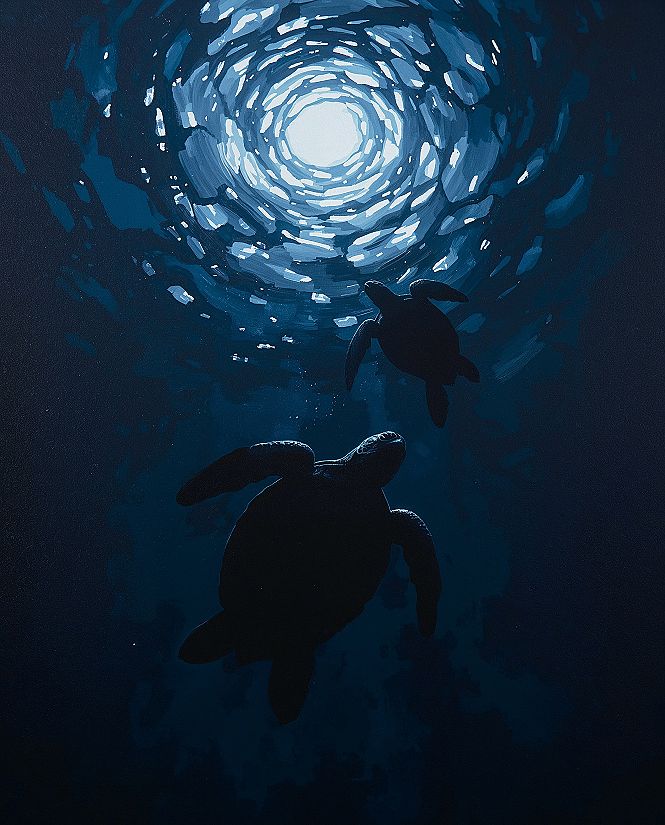 Deep Ocean Photography Art: Serene Blue Hues for Your Dreamy Room