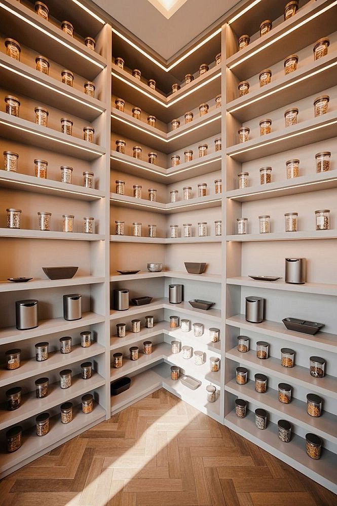 Modern U Pantry Design: Chic Apartment Kitchen Organization