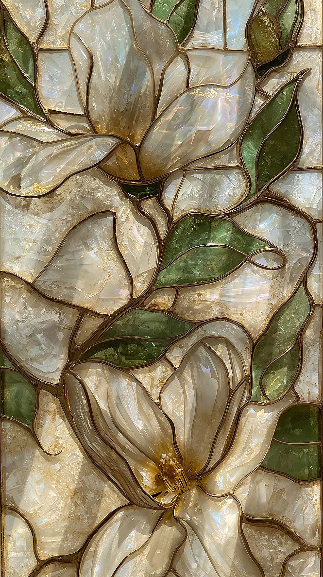 Elegant Stained Glass Flower Wallpaper: Pretty iPhone Backgrounds