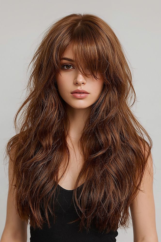 Unleash Your Wild Side: Edgy Long Wolf Cut with Butterfly Layers