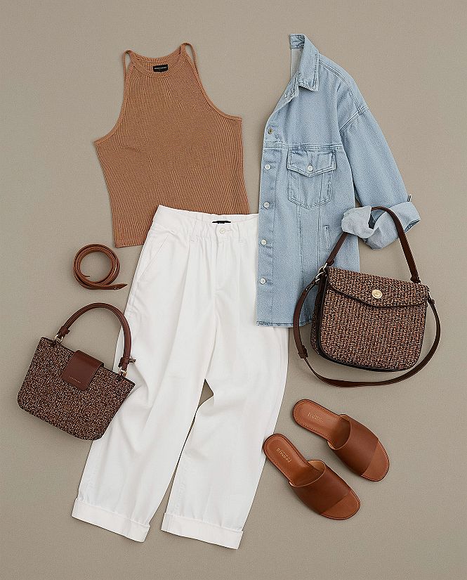 Effortless Summer Denim: Chic White Pants & Jean Shirt Outfit