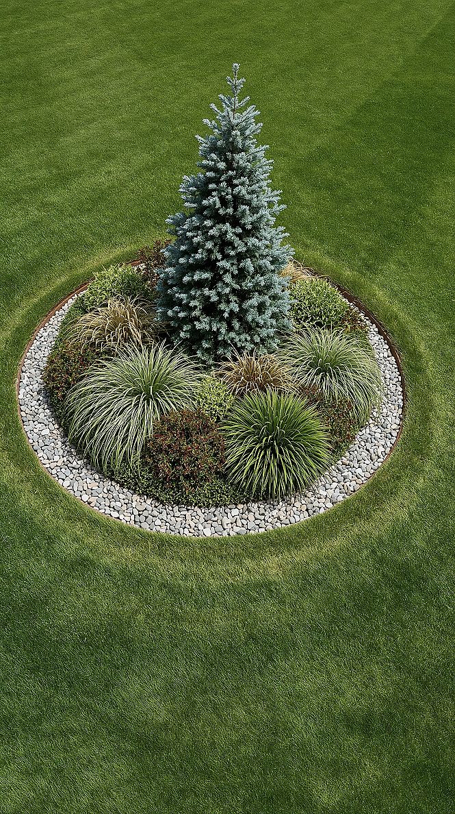 Lush Evergreen Island Garden: Your Dream Backyard Oasis