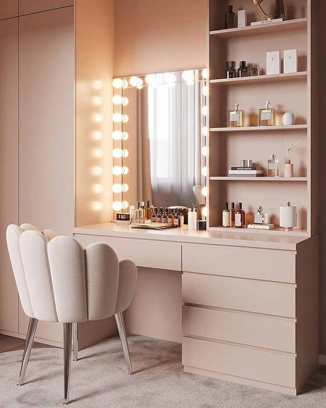 Stunning White Vanity Setup: Chic Bedroom Organization & Mirror Ideas