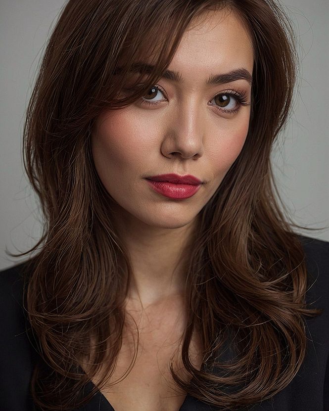How the hair frames her face so softly?