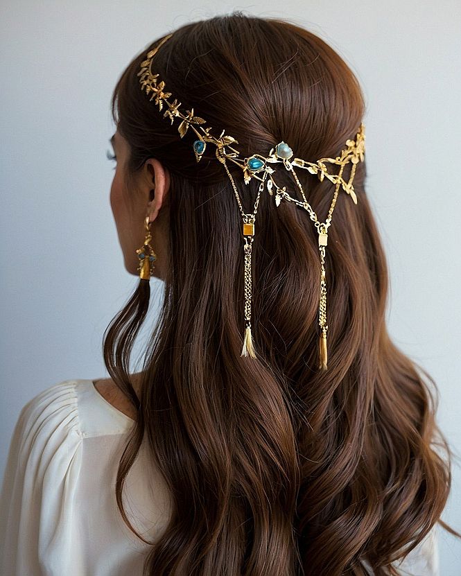 A Gilded Headpiece Adorned with Jewels