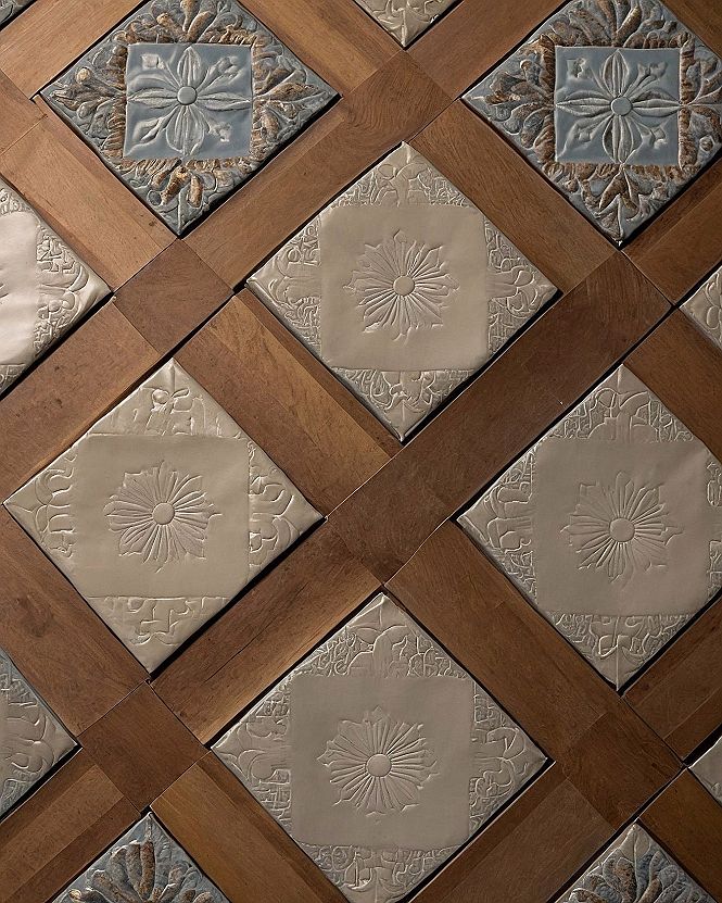 Adding Unique Wood and Metal Inset Ceiling Panels