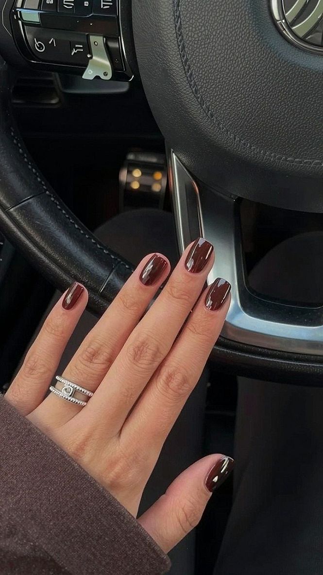 Rich Mahogany Gel Polish for Shorter Nails