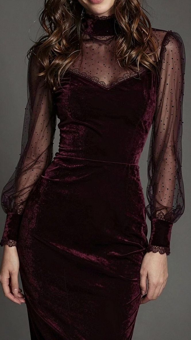 Styling Wine Red Velvet Dresses with Sheer Details