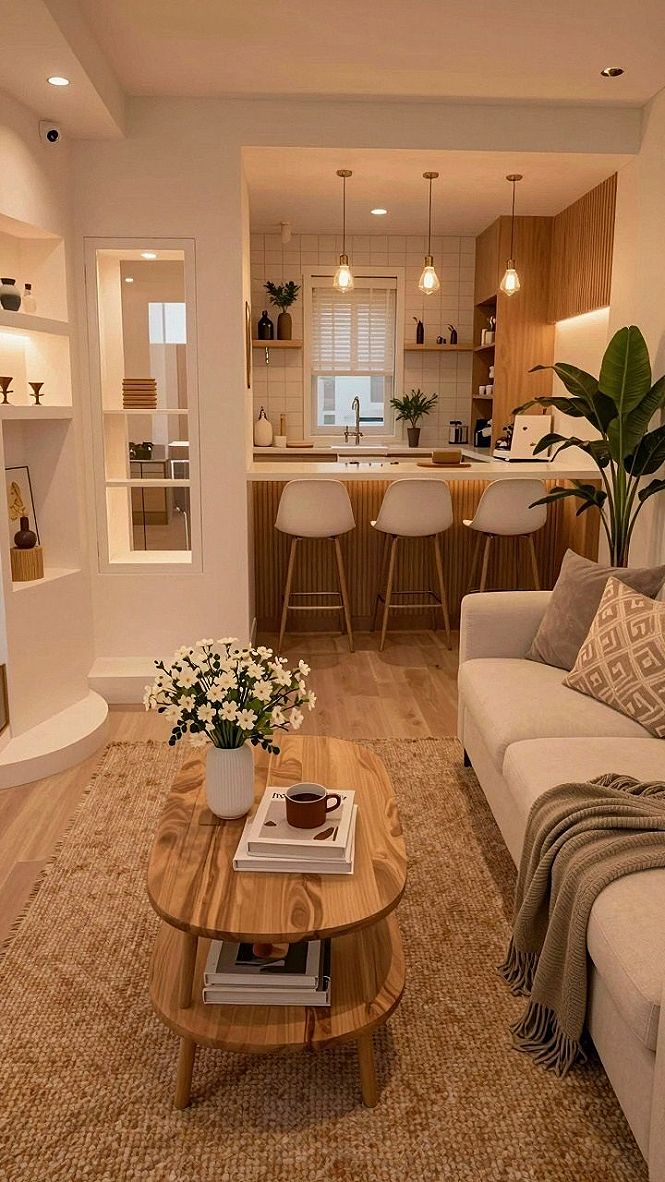 Using Pendant Lights to Anchor Open Living Spaces