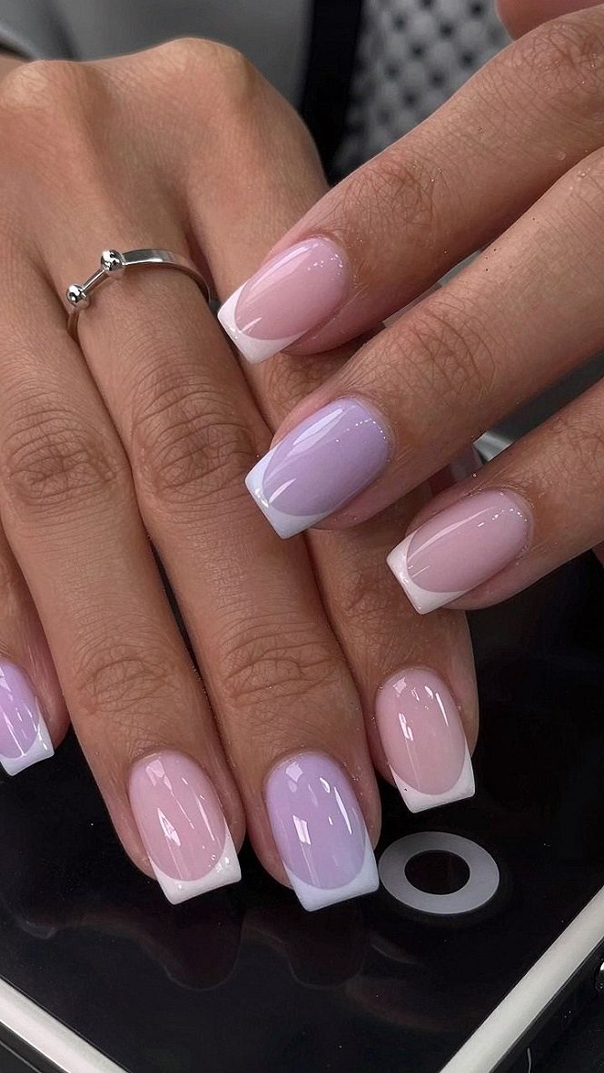 Dual Tone French Tips in Hot Pink and Pastel Shades