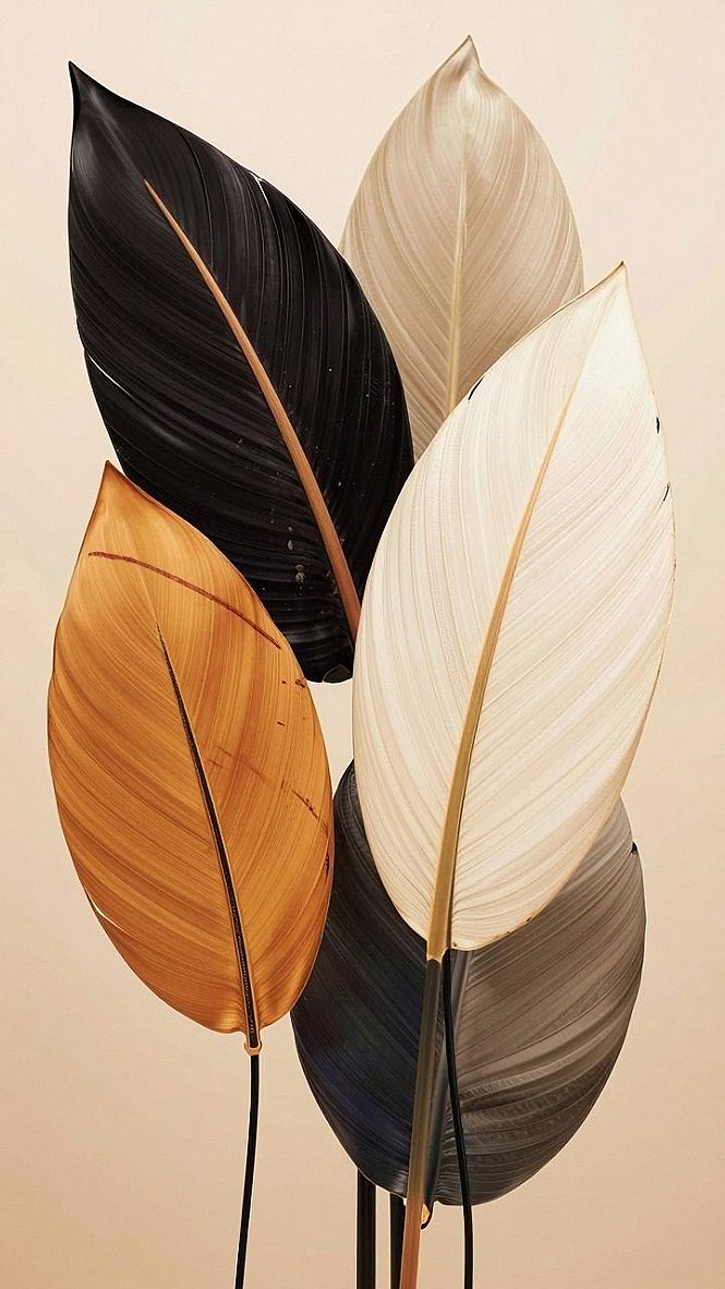 Minimalist Leaf Prints With Contrasting Metallic Stems