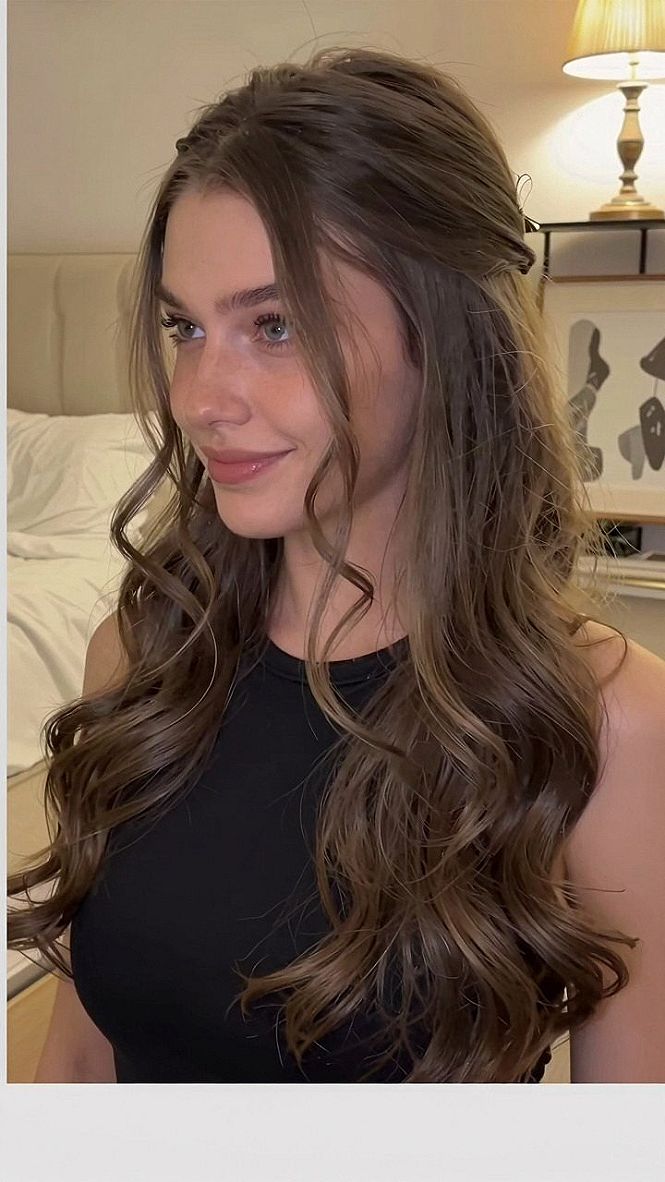 Loose Braided Half Up Styles with Cascading Curls