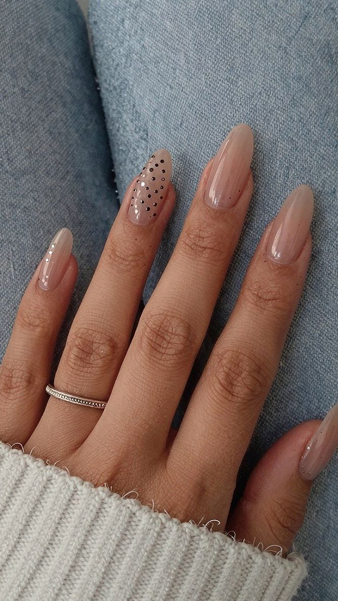 Adding Subtle Dot Accents to Caramel Nude Nails
