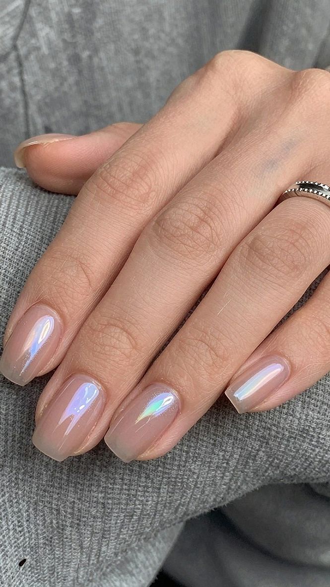 Short Square Nails with Soft Pink Polish