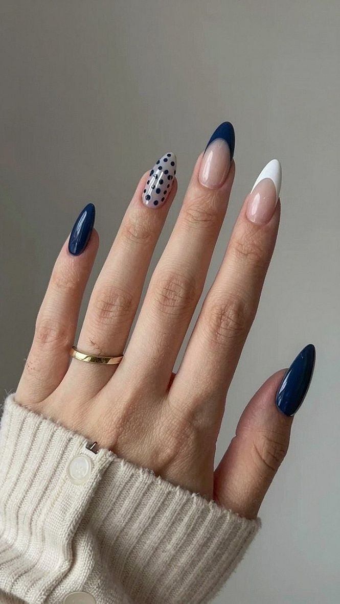 Mixing Navy Plaid with Polka Dots