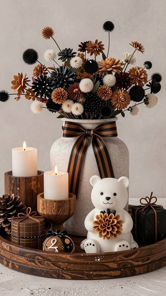 Designing a Spooky Floral Vase Centerpiece with Candles