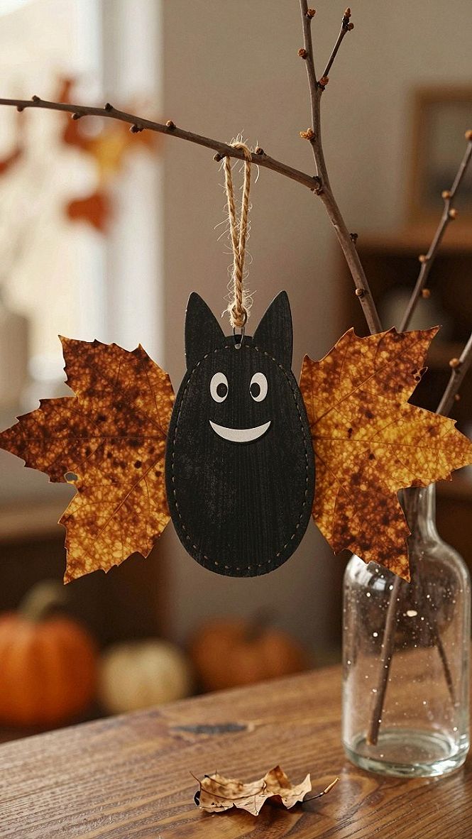 Making Leaf Wing Hanging Bat Decorations for Tables