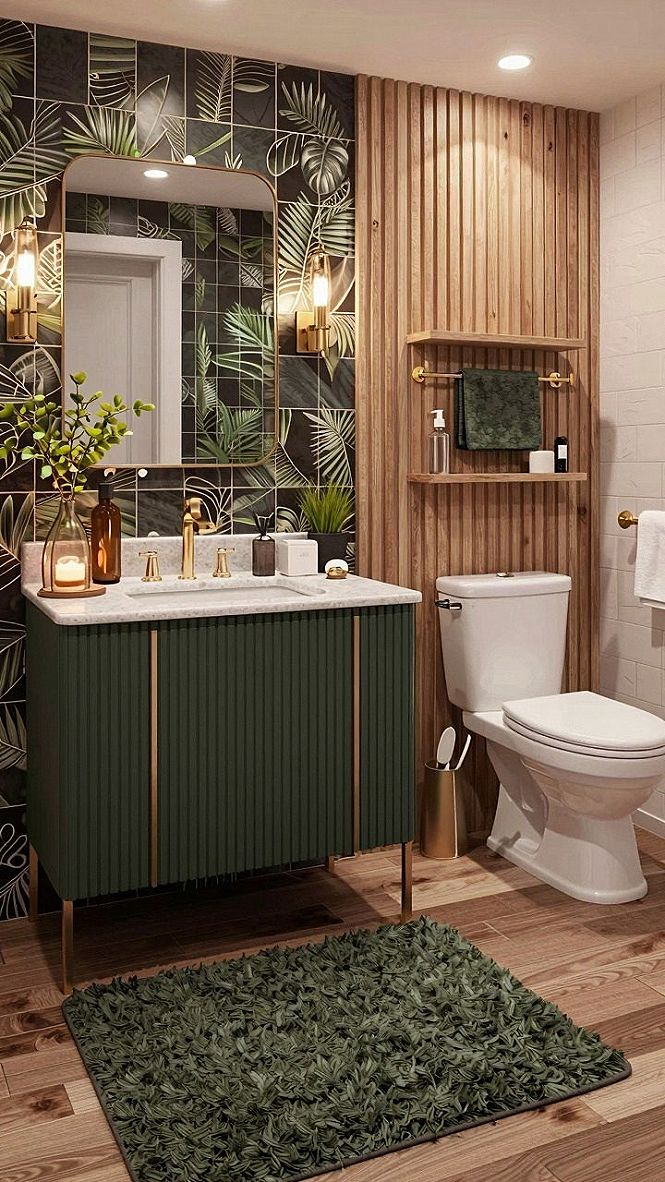 Pairing Dark Wood Panelling with Earthy Green Tones