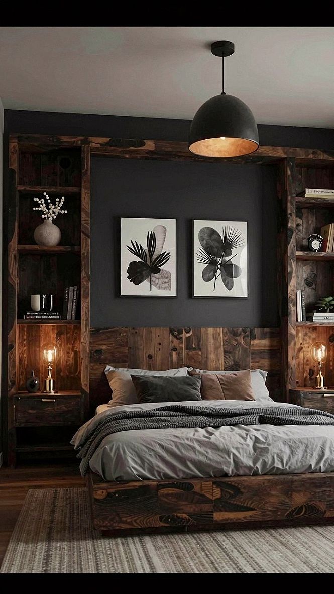 Pairing Dark Walls with Natural Wood Elements