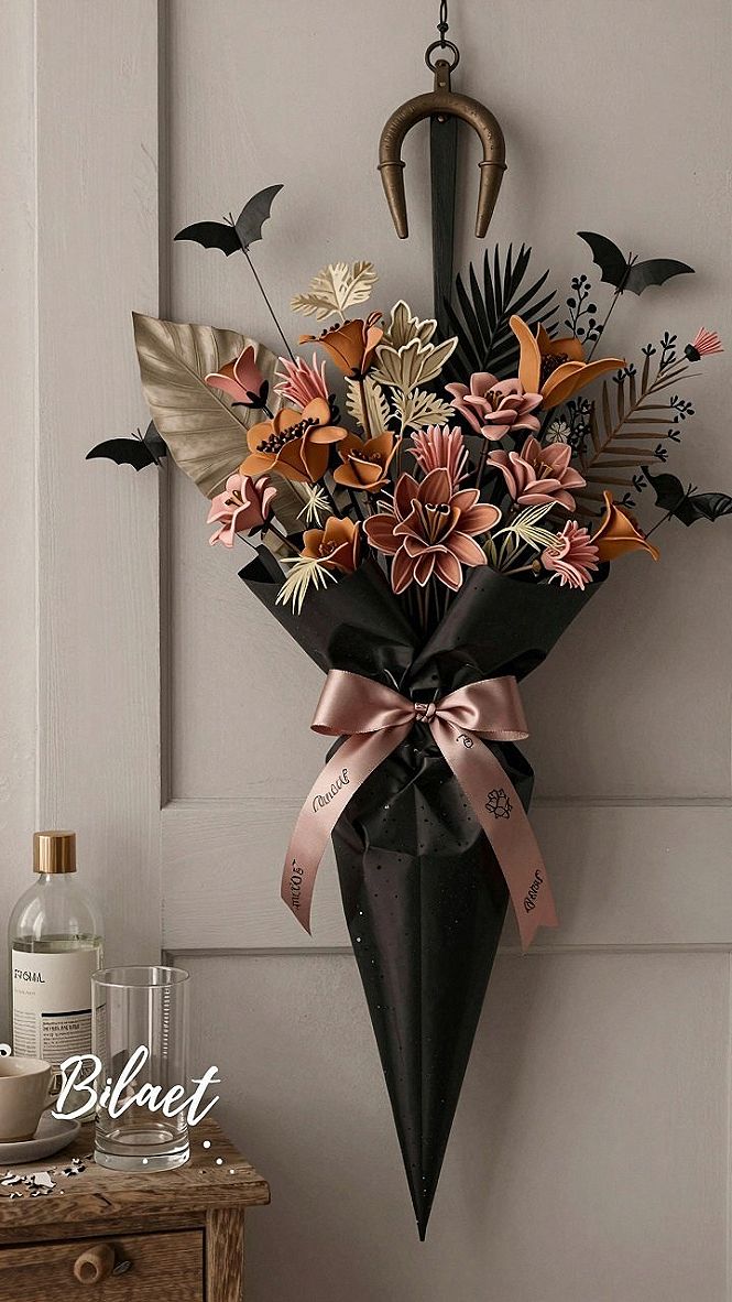 Hanging An Upside Down Umbrella Floral Arrangement