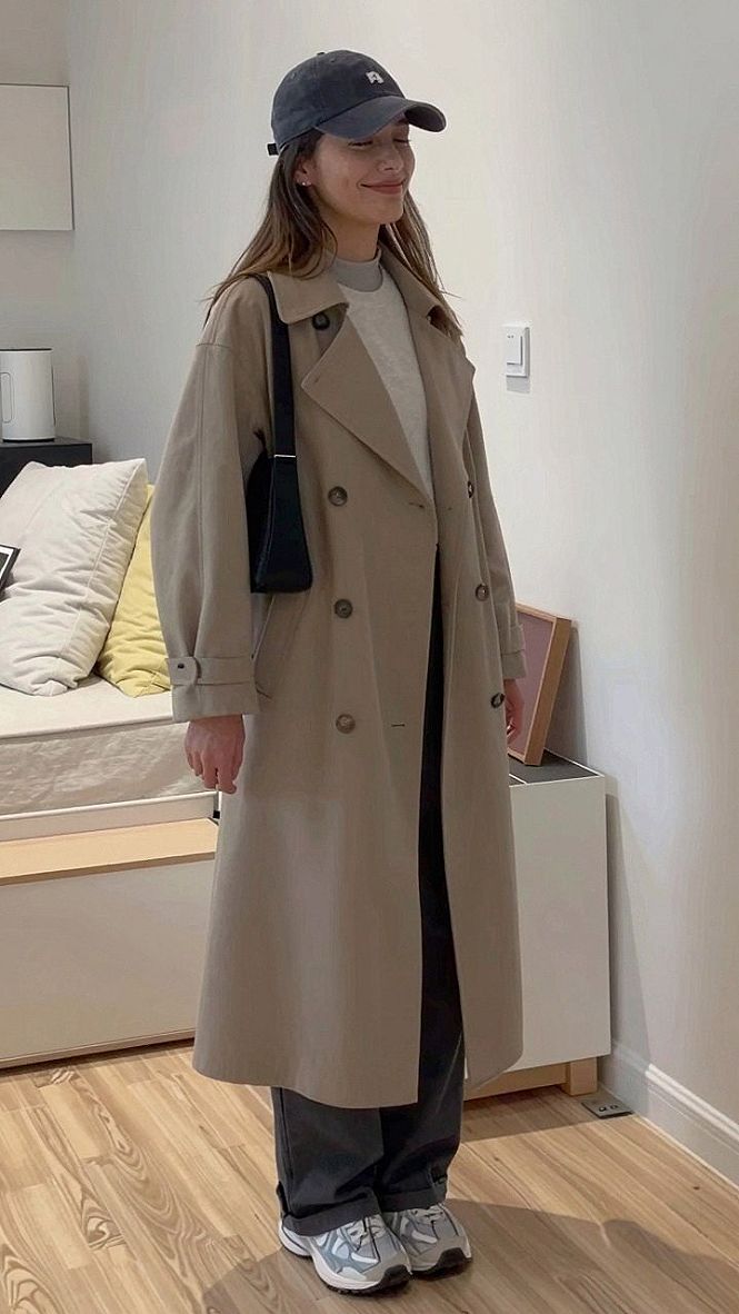 Styling a Trench Coat with Athleisure and Sneakers