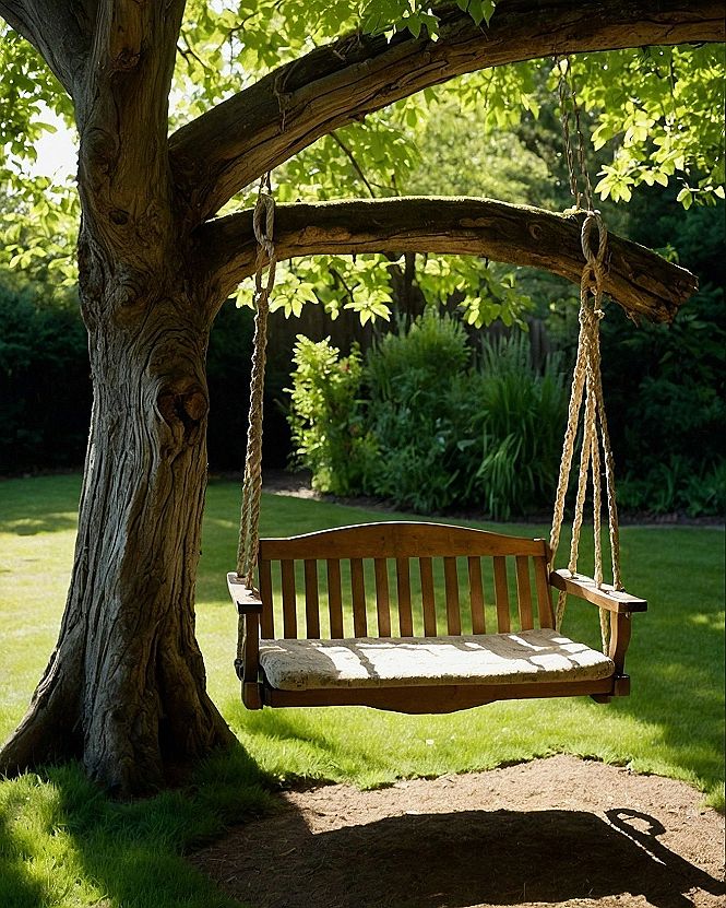 Beyond the Blooms: The Serene Swing Beneath the Canopy