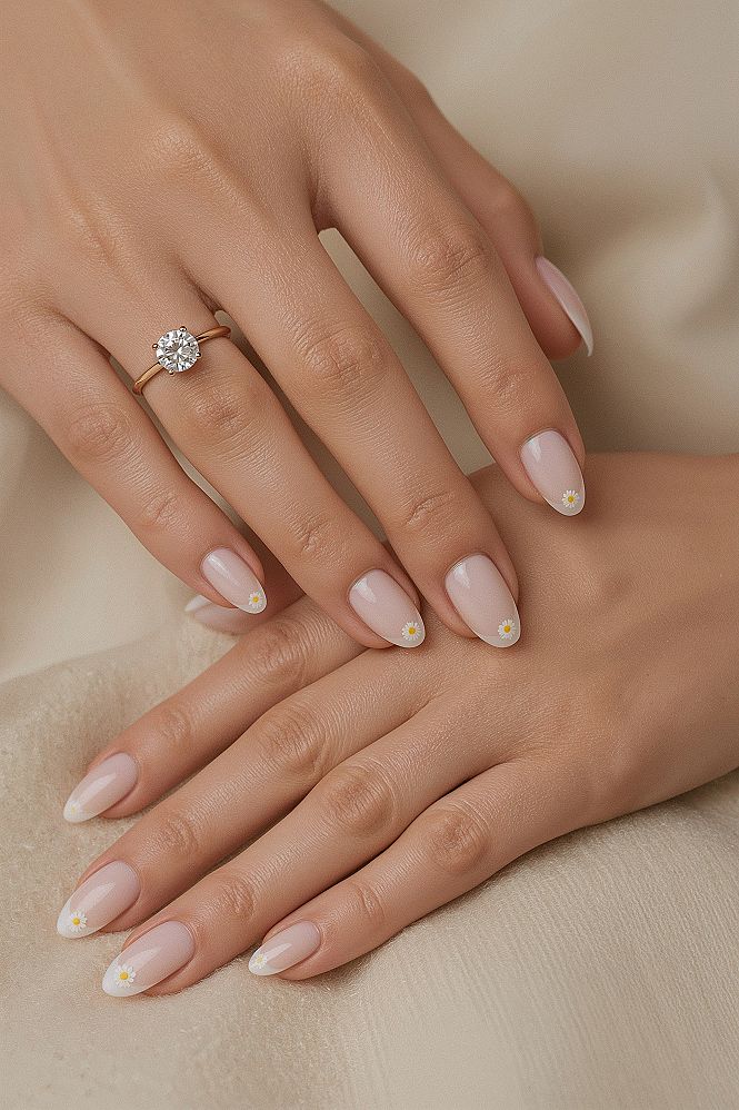 Dainty Floral Nails: Bridal & Simple Neutral Almond Looks 2026
