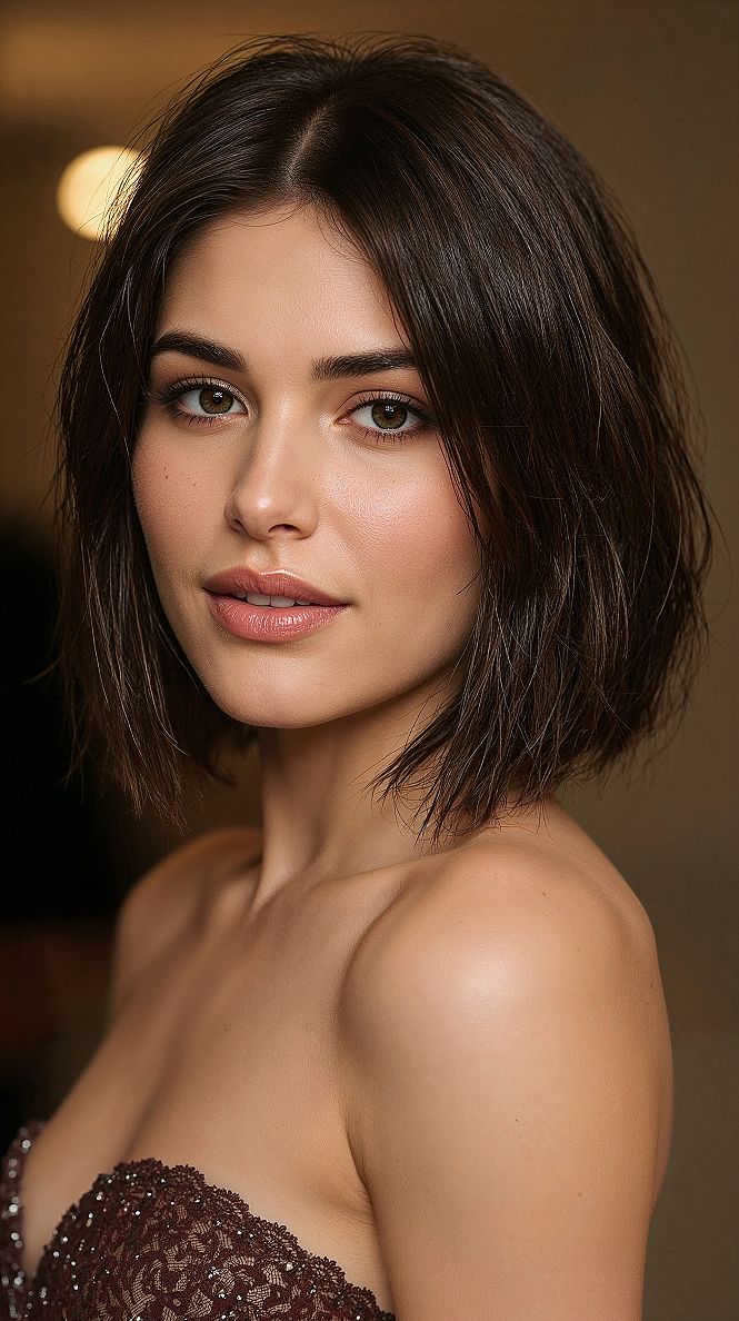 Chic Brunette Bob: Stunning Medium Length Layers for a Fresh Look