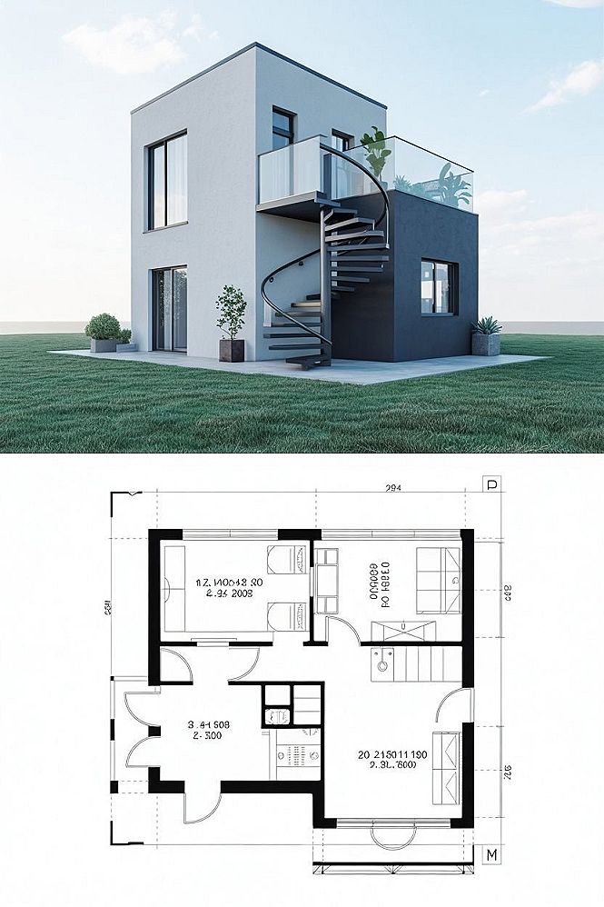 Compact Two Story House Design: Smart Layouts & Rooftop Views