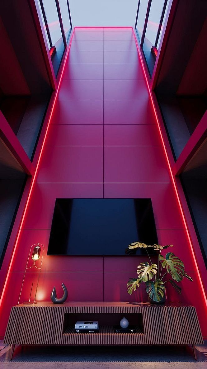 Futuristic Architecture: Dynamic Pink Glow for Vibey Room Lighting