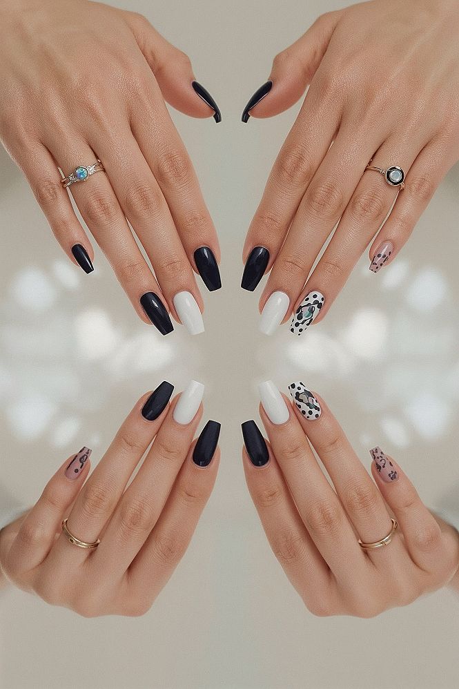 Mix-and-Match Cute Trending Nails: Simple Blue Almond Designs