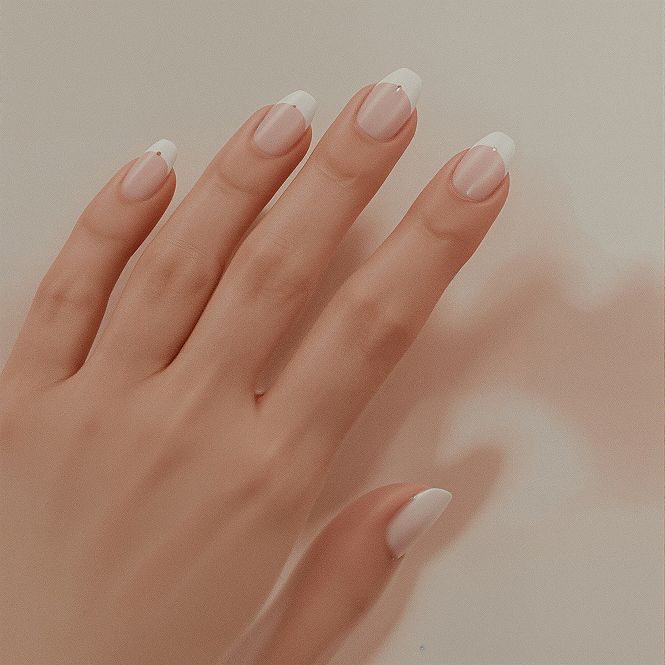 Chic Milky Polka Dot French Tip Nails: Simple Gel Nail Ideas