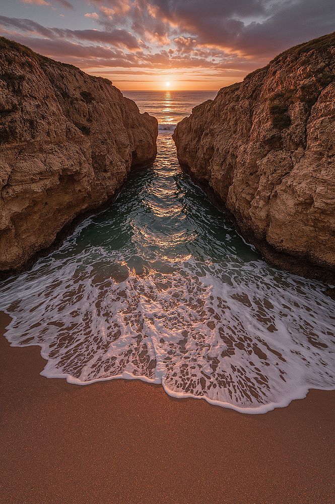 Coastal Cliffs & Golden Hour: Serene Ocean Sunset Views